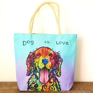 Dean Russo "Dog Is Love" Canvas Poly Tote Bag